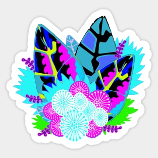 Jungle Salad - a touch of the tropics in gorgeous shades of blue, pink and green. Sticker